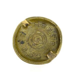 Vtg Ashtray Cigar Italy Bitossi Green Art Pottery MCM Brutalist Gothic 2 Stem